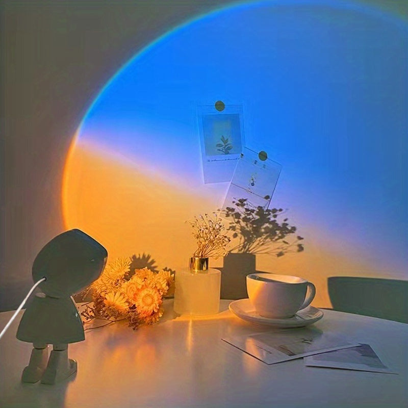 •	Lampă decorativă astronaut cu proiecție de apus curcubeu