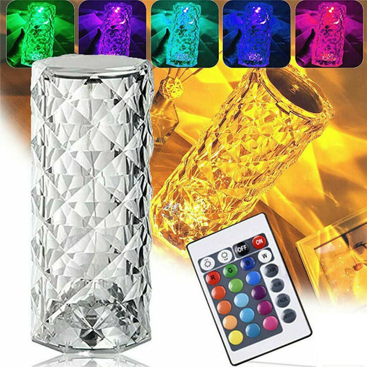 Lampă decorativă cu LED – Cristal tip diamant, lumină ambientală în formă de trandafir